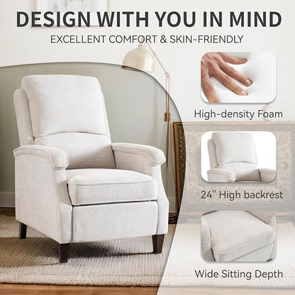 VKNOW Recliner Chair, Fabric Recliner with Soft Armrest, Home Theater Seating with Adjustable Push Back and Lumbar Support, Single Sofa for Adults, Lounge Chair for Living Room, Bedroom（Beige）