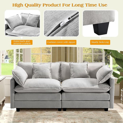 77.6" Modular Sectional Sofa,Loveseat Couch for Living Room, Modern Deep Seat Sofa 2 Seater Chenille Fabric Comfy Cloud Couches with Throw Pillows for Apartment,Small Spaces