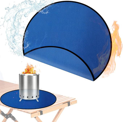 20" Tabletop Fire Pit Mat for Solo Stove Mesa XL, Easy Clean Small BBQ Mat for Outdoor BBQ,Reusable Waterproof Pad,Three-Layer Fireproof and Heat-Resistant Barbecue Mat for Tabletop Fire Pit-Blue