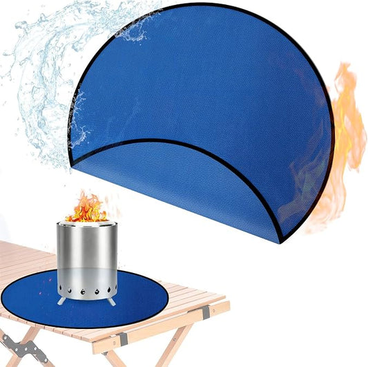 20" Tabletop Fire Pit Mat for Solo Stove Mesa XL, Easy Clean Small BBQ Mat for Outdoor BBQ,Reusable Waterproof Pad,Three-Layer Fireproof and Heat-Resistant Barbecue Mat for Tabletop Fire Pit-Blue