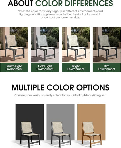 Patio Stackable Chairs Set of 2, HDPE Armless Outdoor Dining Chairs with Wide Seat, All-Weather Textilene Oversized Porch Chair for Garden, Poolside, Backyard, Deck | Grey