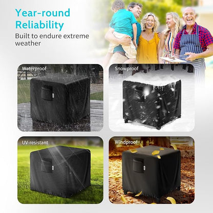21" Square Fire Pit Cover – Heavy-Duty Waterproof Oxford, Buckle Straps, Air Vents & Drawstring – Windproof & UV-Resistant for Worry-Free Year-Round Protection on Patio Fire Pits & Tables