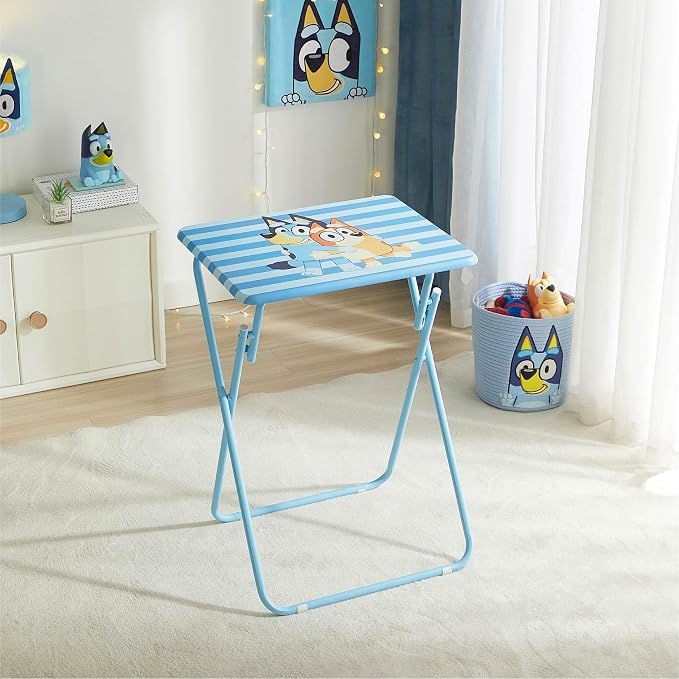 Bluey Folding Tray Table,Portable Snack & Laptop Table, Compact Space-Saving Design for Kids & Teens, Lightweight Indoor Table for Bedroom, Dorm, or Playroom
