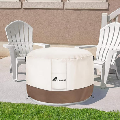 Fire Pit Cover for Solo Stove Bonfire,600D Tear-Resistant Heavy Duty Durable 100% Waterproof 27-29 Inch Smokeless Fire Pit Cover, Patio Weatherproof Gas Fire Pit, Beige 29"x18"