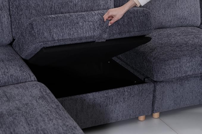 ERYE 95-Inch Oversized L Shaped Sectional Sofa 4 Seat Modular Storage Sofa Couch W/Deep Seat,Skin Friendly Plush Chenille Upholstered Convertible Corner Sectional Couch with Ottoman