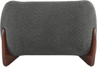 Christopher Knight Home Holly Modern Boucle Fabric Upholstered Club Chair for Living Room, Home Office, Apartment, Relaxing Chair with Removable Cushion and Birch Wood Legs, Dark Gray + Walnut