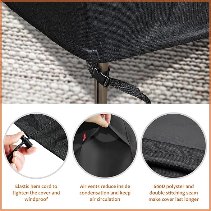 SheeChung Fire Pit Cover Square 50"Lx50"Wx24"H,Waterproof 600D Heavy Duty Fire Pit Table Cover,Gas Propane Fire Pit Covers Square 50 Inch,Tear Resistant,Outdoor Fireplace Cover for Outside,Garden,Yard