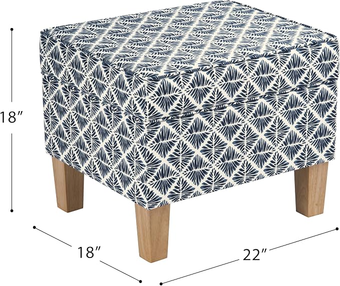 HomePop 22" Modern Rectangular Storage Ottoman - Blue Geometric Pattern