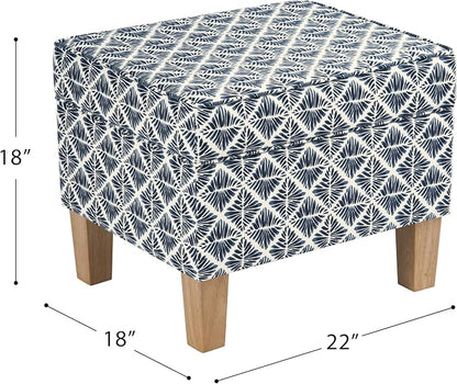 HomePop 22" Modern Rectangular Storage Ottoman - Blue Geometric Pattern