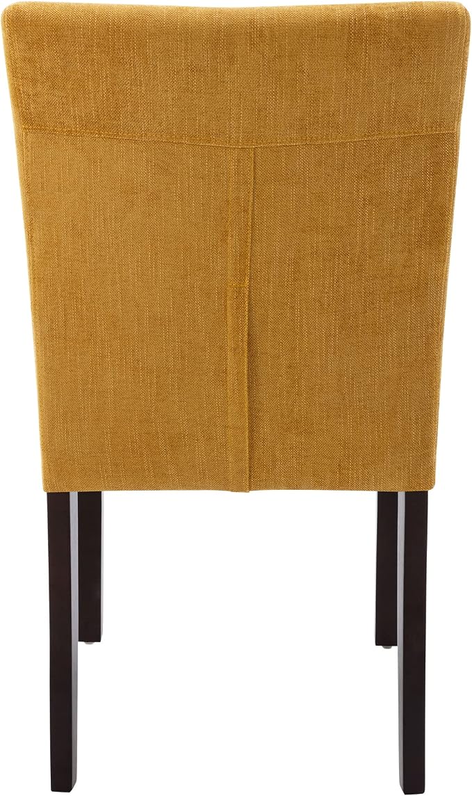 Watson & Whitely Modern Upholstered Dining Chairs, Set of 2, Yellow | Fabric Upholstery, Solid Wood Legs, Low Back, Modern Armless Parsons Style, for Kitchen, Dining Room, Restaurant