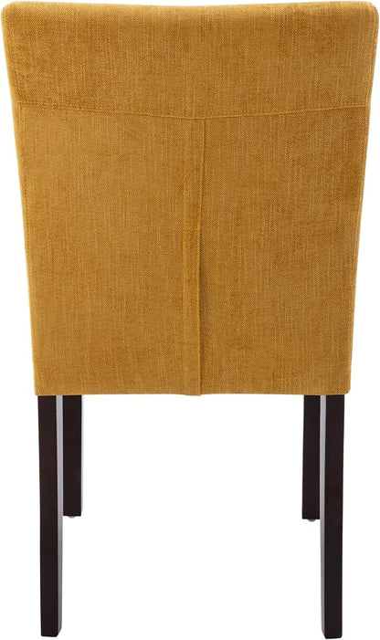 Watson & Whitely Modern Upholstered Dining Chairs, Set of 2, Yellow | Fabric Upholstery, Solid Wood Legs, Low Back, Modern Armless Parsons Style, for Kitchen, Dining Room, Restaurant