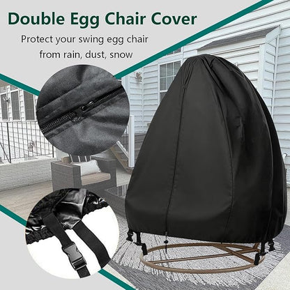 FLYMEI Patio Egg Chair Covers with Zipper, 420D Wicker Egg Swing Chair Covers, Waterproof Heavy Duty Weather Resisatnt Outdoor Chair Cover, Windproof Hanging Chair Cover, 75" x 45", Black, 1 Pack