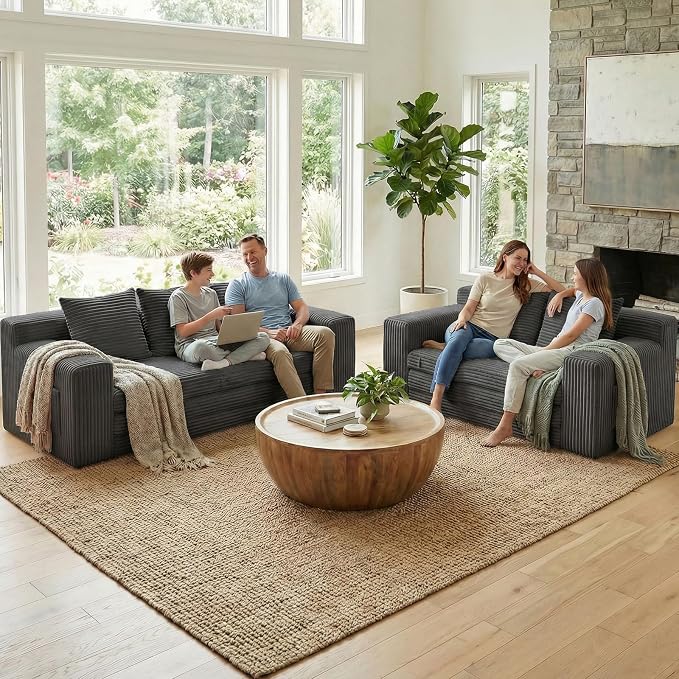 Boneless Couch,Boneless Loveseat Sleeper Sofa Bed – 3-in-1 Convertible Couch Bed with Side Pockets & Handle,Pull Out Corduroy Futon for Small Space,Living Room & Bedroom,2 Pillows Included,No Assembly