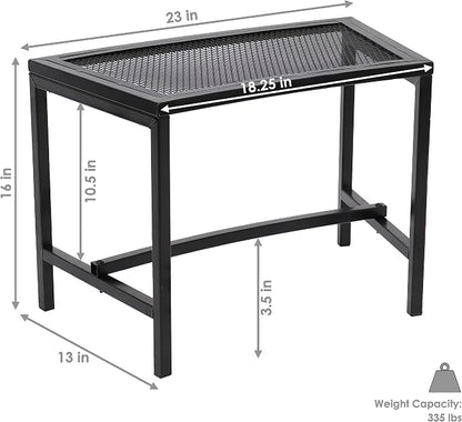 Sunnydaze Mesh Outdoor Curved Bench - Metal Patio Bench Set - Heavy-Duty Outdoor Seats for Backyard or Fire Pit - Black - Set of 4
