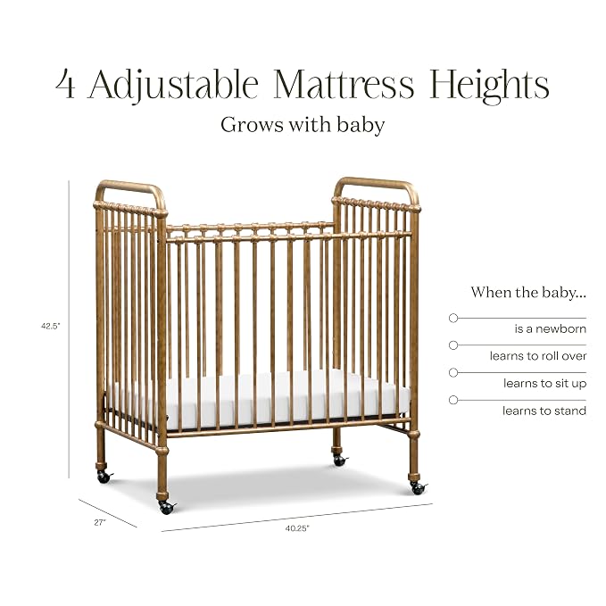 Namesake Abigail 3-in-1 Convertible Baby Crib, Vintage Gold | GREENGUARD Gold Certified, Converts to Toddler Bed & Daybed, 4 Adjustable Mattress Heights, Conversion Kits Sold Separately
