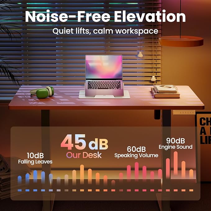 HUANUO Electric Standing Desk,48" x 24" Height Adjustable Desk, 4 Memory Height Settings, Sit to Stand Up Desk for Home Office, with Headphone Hook, Cable Manager, Pink
