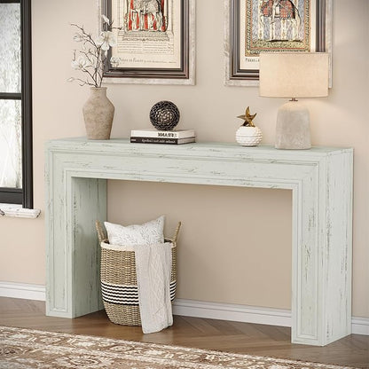 Rresyet 55 Inch Long Console Table, Sofa Table Behind Couch, Entryway Table, Farmhouse Entryway Table for Entrance, Hallway, Living Room (White)