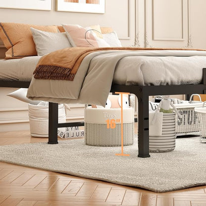 FUIOBYVV Queen Bed Frame 18 inch Heavy Duty Metal Platform Bed Frame Queen Size Support Up to 3500 lbs,No Box Spring Needed/No Shaking/Steel Slat Support/Noise Free/Easy Assembly