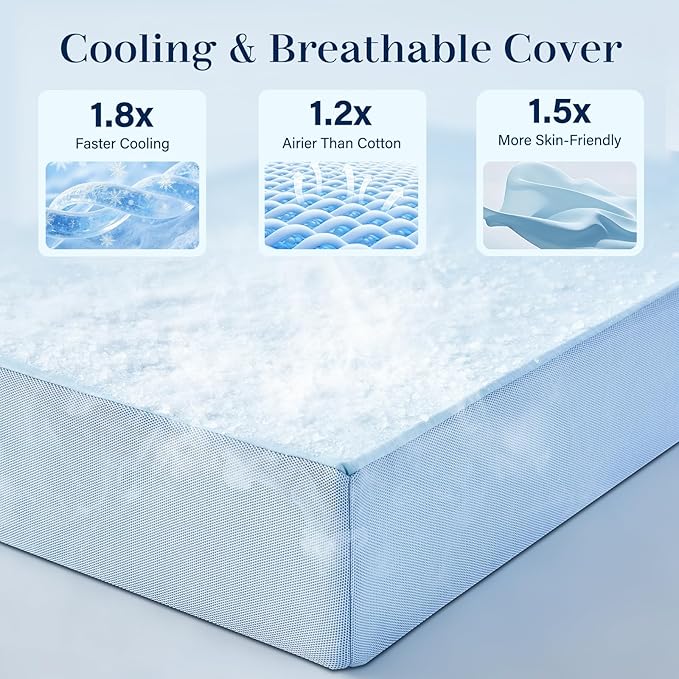 Lazyzizi Cooling Folding Mattress,6 Inch Foldable Mattress with Memory Foam Cold & Breathable Fabric Cover,Trifold Floor Guest Murphy Bed for Camping, RV