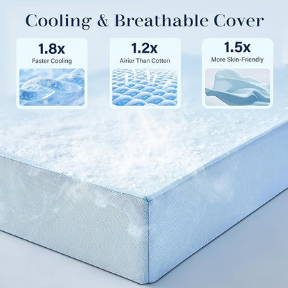 Lazyzizi Cooling Folding Mattress,6 Inch Foldable Mattress with Memory Foam Cold & Breathable Fabric Cover,Trifold Floor Guest Murphy Bed for Camping, RV