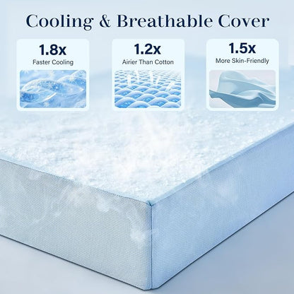 Lazyzizi Cooling Folding Mattress,6 Inch Foldable Mattress with Memory Foam Cold & Breathable Fabric Cover,Trifold Floor Guest Murphy Bed for Camping, RV