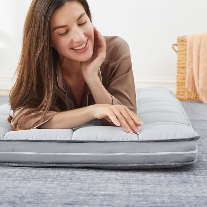 Jamdok 4Inch Cot Mattress Topper,Small Single Gel Memory Foam,Machine Washable Pillow Top Cover,Roll Up Floors Mat,Portable Folding Sleep Pad(72 X 24“)