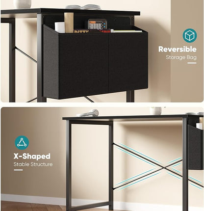 OLIXIS Small Computer Desk, 40 Inch Home Office Desks, Writing Study Craft Work Gaming Table, Computer Workstation for Bedroom Small Spaces with Storage Bag, Black