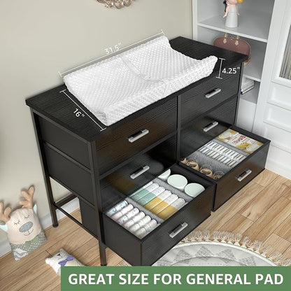 Bedroom Sets Nightstand Set 3 Piece Black with 6 Fabric Drawers Modern