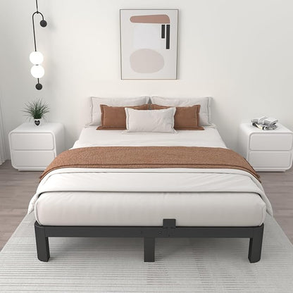 ITIMIDI 6 Inch King Bed Frame with Metal Gaskets, No Box Spring Needed, Heavy Duty Steel Support 3500 LBS, DIY Headboard, Easy Assembly, Anti-Slip Mattress Stopper, Round Corner Leg, Black