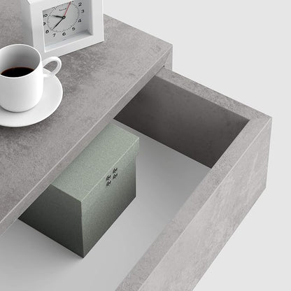 Mobili Fiver, Riccardo Floating nightstand, Concrete Effect, Grey, 17.7" x 9.8" x 6.1 ", Melamine-Finished, Modern Bedside Table, End Table, Italian Furniture