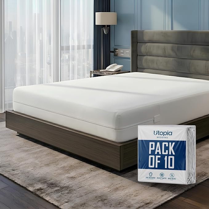 Utopia Bedding Waterproof Mattress Protector Full XL Size (Pack of 10), Zippered Mattress Encasement Bed Bug and Dust Mite Proof, Absorbent Six-Sided Mattress Cover