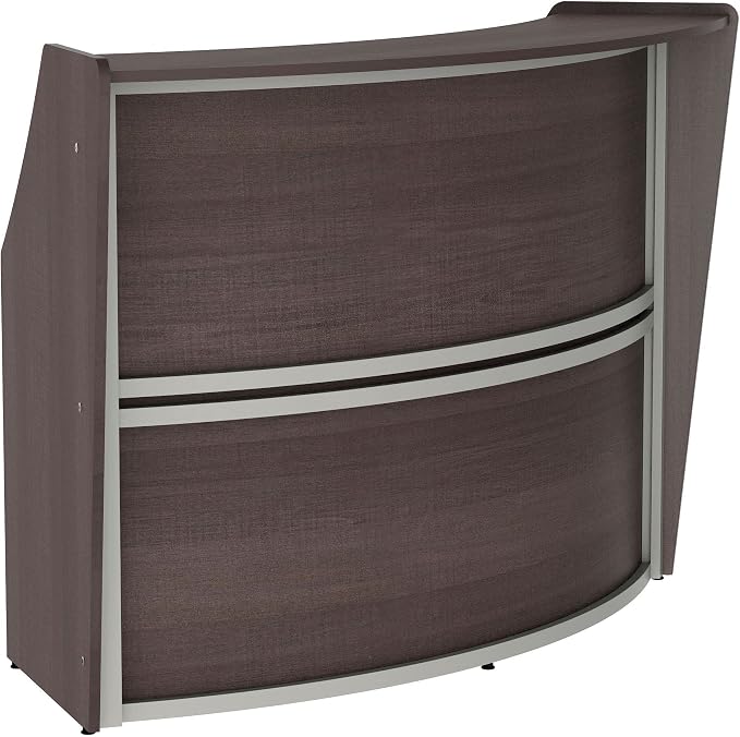 Linea Italia Curved Modern Office Desk Easy to Assembly Single Unit Reception Counter for Lobby, Salon, 70" x 27", Mocha