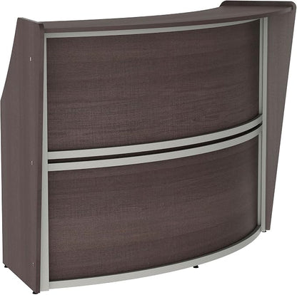 Linea Italia Curved Modern Office Desk Easy to Assembly Single Unit Reception Counter for Lobby, Salon, 70" x 27", Mocha
