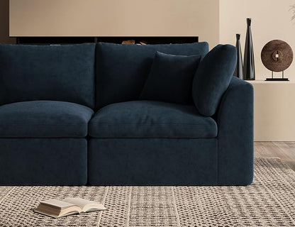ohllob 48.6" Single Sofa, Small Boneless Couches for Living Room, Cloud Couch for Bedroom, Office, Blue
