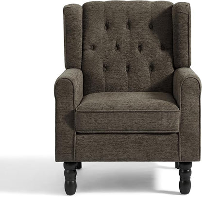 High Back Accent Chairs Set of 2, Upholstered Armchair Wingback Arm Chair for Living Room, Comfy Single Sofa Solid Wood Legs Bedroom Reading Seat - Taupe Tan