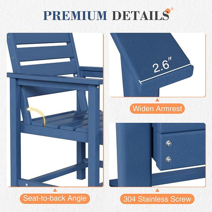 UDPATIO HDPE Patio Dining Chairs of 4, Heavy Duty Extra-Wide Outdoor Chairs with 360 lb Load Capacity, Easy to Assembly, All-Weather Seating for Patio, Pool, Garden, Backyard