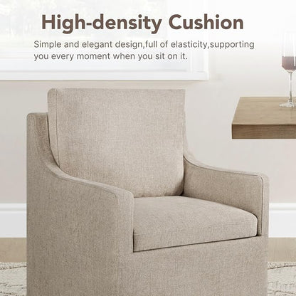 KISLOT Upholstered Dining Chairs Set of 1, Modern Dining Room Chairs with Casters & Washable Cover, Rolling Accent Chair with Hidden Storage for Kitchen, Farmhouse, Linen, 1 Box