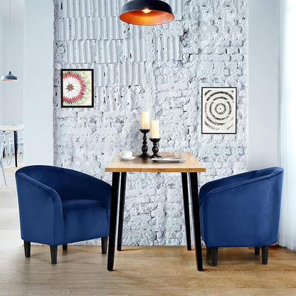 Topeakmart Velvet Accent Chair, Comfy and Modern Velvet Club Chair with Armrest and Sturdy Legs for Living Room/Bedroom Study, Set of 2, Navy Blue