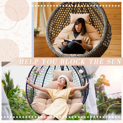 Tudomro Waterproof Egg Chair Cushion with Pillow Filling 2.58 kg Replacement Rocking Wicker Chair Cushion 48" x 32" High Back Hanging Swing Hammock Pad Thicken for Outdoor Patio Garden(Beige)