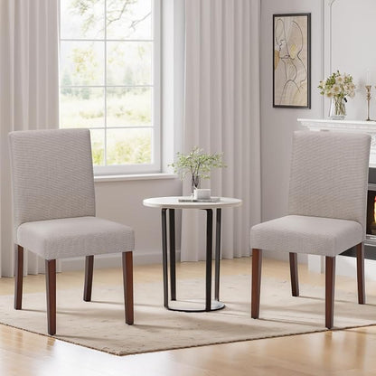 MALOL Upholstered Dining Chairs Set of 2, Modern Fabric Dining Room Chair, Wooden Dining Chair, Kitchen Side Chairs, Farmhouse Dinner Chair with High Back for Kitchen, Brown