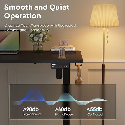 Monomi Small Electric Standing Desk, 35" x 24" Whole Piece Height Adjustable with Memory Controller, Black Sit to Stand Desk Workstation for Home Office