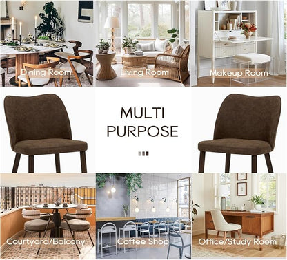 COLAMY Upholstered Dining Chairs Set of 4, Modern PU Leather Dining Room Kitchen Side Chair with Padded Seat and Wood Legs Restaurant/Cafe, Dark Brown
