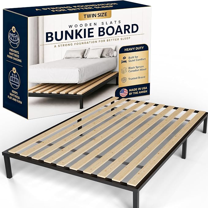 Treaton, 0.68-Inch Heavy Duty Vertical Wooden Bunkie Board/Bed Slats, Twin, Beige