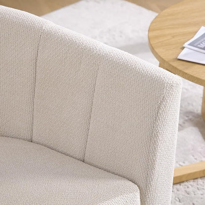 Swivel Barrel Chair Set of 2, 360 Degree Round Swivel Accent Chair for Living Room, Mid Century Modern Upholstered Accent Chair,Comfy Tufted Sofa Armchairs for Bedroom,Nursery,Chenille, Beige