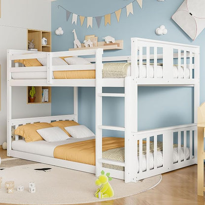 Merax Twin Over Twin Bunk Bed with Ladder, White