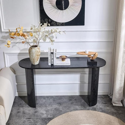 LKTART 55" Black Console Table for Entryway, Couch Tables Behind Sofa, Space-Saving Wooden Entry Foyer Hallway Table, Modern Console Sofa Tables for Hallway Organization