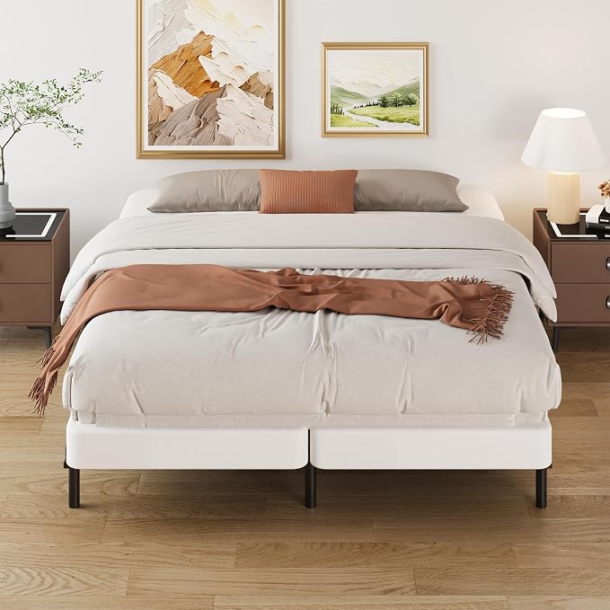 Lutown-Teen 4 Inch Split Queen Box Spring, Heavy Duty Metal Box Spring for Queen Bed Mattress Foundation with Fabric Cover, Easy Assembly, Noise Free