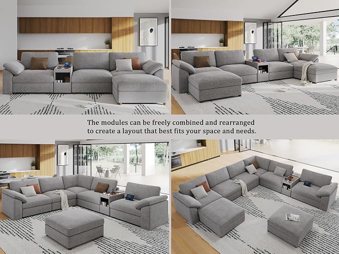 EASE MOOSE Oversized U Shape Sectional Sofa,Modern Comfy Modular Sofa