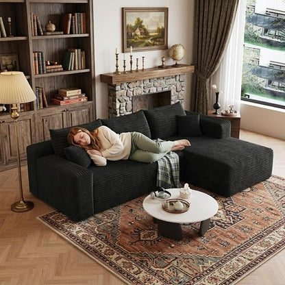 95" L Shaped Boneless Sectional Sofa Couch with Chaise Lounge, Minimalist Right Facing Compressed Cloud Modular Sectional Sofa Corner Couchfor Living Room,No Assembly Required