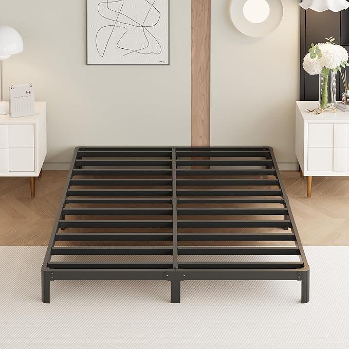 Yicensen 8 Inch Full Bed Frame No Box Spring Needed, Heavy Duty Full Size Metal Platform Bed Frame with Rounded Corner Legs, Easy Assembly, Noise Free, Black